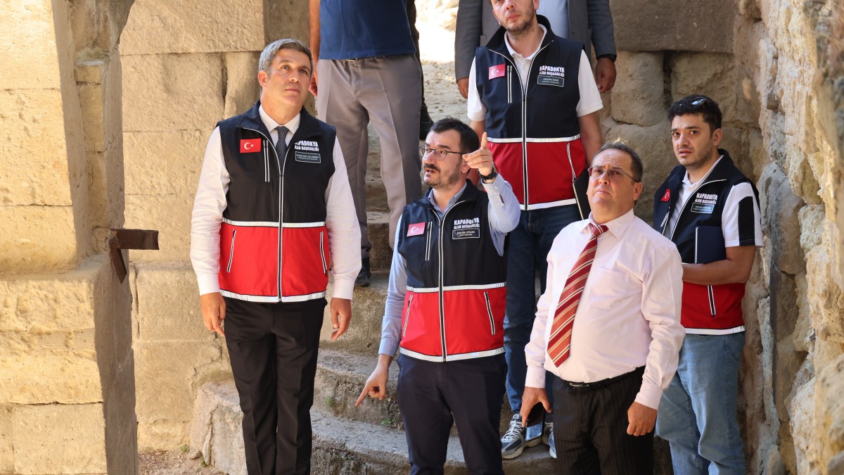 Kapadokya Alan Başkanı Aslanbay, Eleni Kilisesi’nde yerinde incelemelerde bulundu